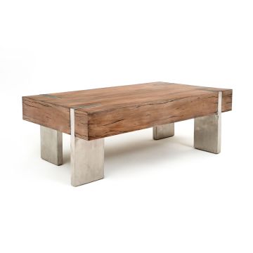 Antique Distressed Mahogany in Natural Dark with Polished Stainless Steel Legs