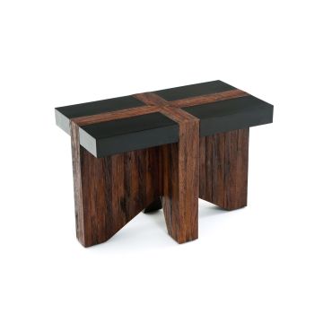 Urban Rustic Banded Wood End Table - Reclaimed Wood