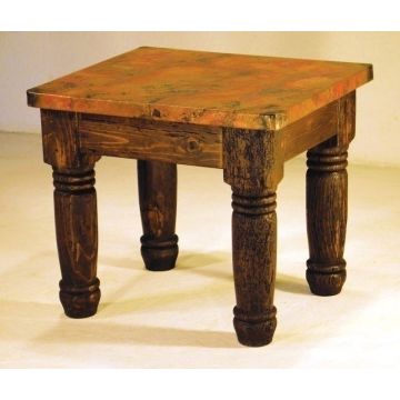 Copper End Table with Farm Base - No Drawer