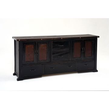 Painted Sideboard with Five Drawers, Four Doors with Metal Panel in Doors