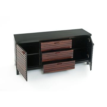 Contemporary Rustic Sideboard - Reclaimed Wood & Ebony Mahogany Top