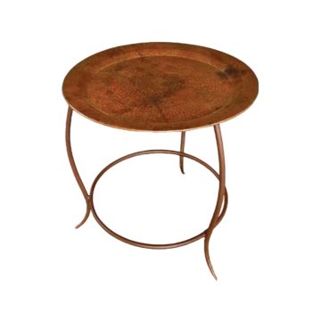 Appalachian Hammered Copper Round Tray Accent Table