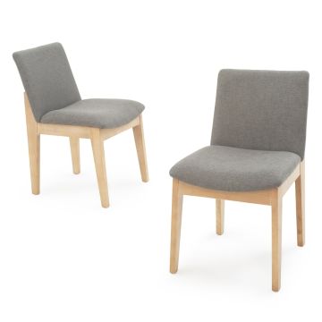 Austere Oak Upholstered Dining Chair - Flannel Grey Fabric