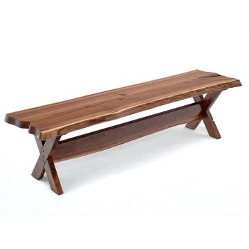 Live Edge Natural Wood Bench - Black Walnut