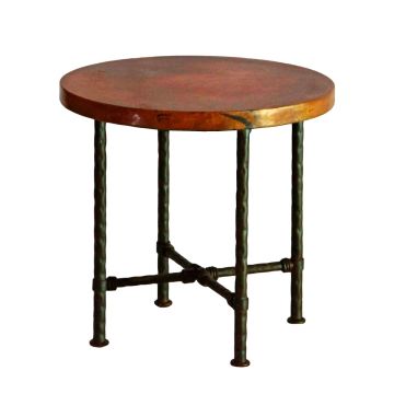 Custom Round End Table with metal base