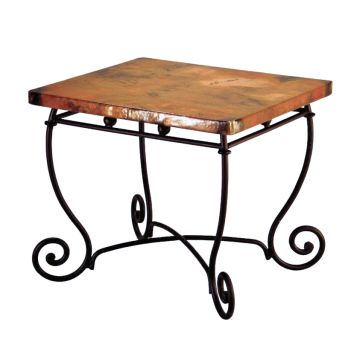 French Country Copper End Table with Scroll Base