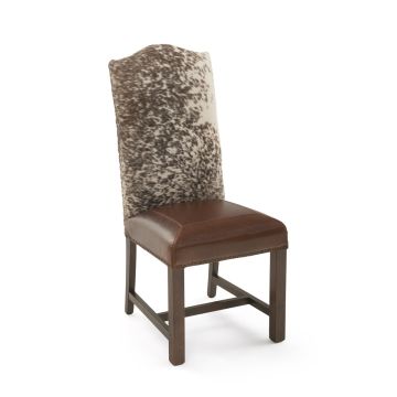 Bristol Upholstered Cowhide Dining Chair - Burnt Umber Cypress Leather w/ Cowhide Backrest