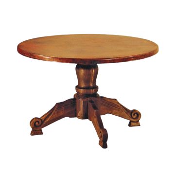 Carmen Hammered Copper Carved Pedestal Dining Table