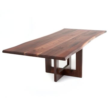 Chelsea Contemporary Wood Dining Table - Black Walnut - Live Edge - Natural Clear Finish