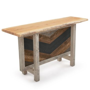 Coastal Chevron Cottage Barnwood Sofa Table - Dark Gray