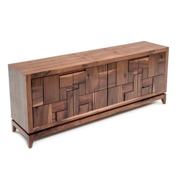 Contemporary Geometric Black Walnut Sideboard