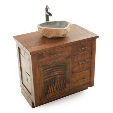 CUSTOM - Cedar Winds Rustic Vanity - 36" - Sink Center - Antique Barnwood Finish - 36" Sink Center w/ Custom Drawers (Standard 36" & 42" Sink Center vanities come w/ no working drawers)