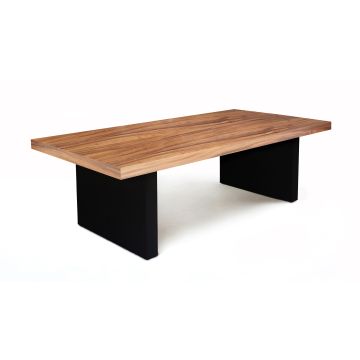 Urban Rustic Mission Dining Table - Ebony Base & Golden Walnut Top