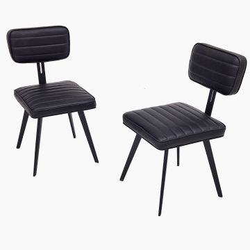 Contemporary Leather Upholstered Dining Chair - Parisian Night Black Leather