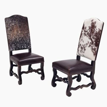 Modern Classic Upholstered Cowhide Scroll Dining Chair