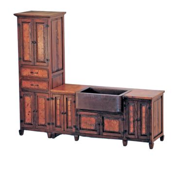 Farmhouse Hammered Copper Bathroom Vanity & Linen Closet