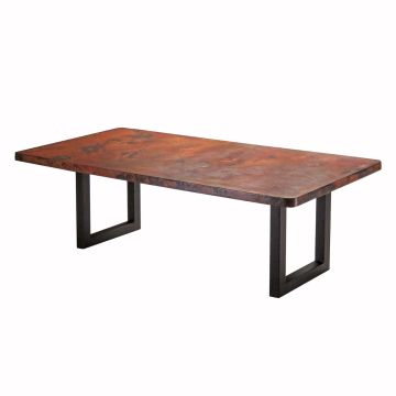 Forged Block Hammered Copper Dining Table