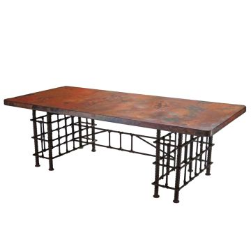 Forged Fence Hammered Copper Dining Table