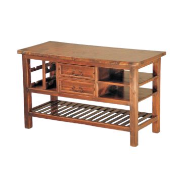 Forged Iron Shelf Hammered Copper Kitchen Island