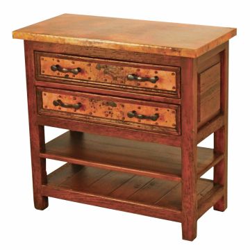 Tuscan Copper End Table with Shelves