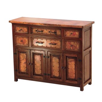 Francisco Hammered Copper 4 Door 6 Drawer Buffet