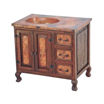 Hammered Copper 3 Drawer Bathroom Vanity