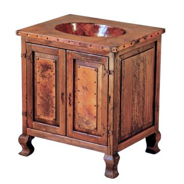 Hammered Copper Double Door Bathroom Vanity