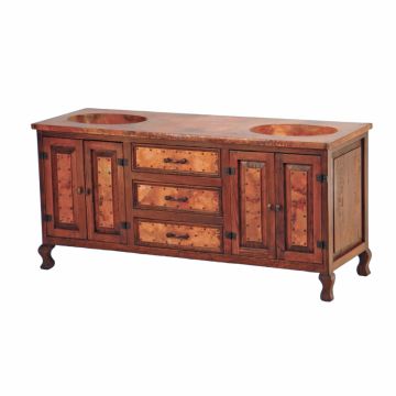 Hammered Copper Double Sink Bathroom Vanity