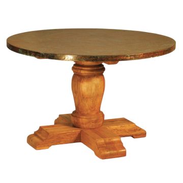 Heavy Crossroads Verde Copper Round Dining Table