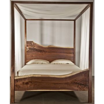 Live Edge Black Walnut Canopy Bed