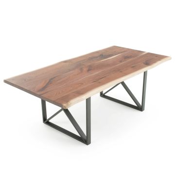 Metal X Live Edge Hardwood Writing Desk - Black Walnut Top - Black Steel Base