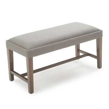 Bristol Classic Upholstered Bench - Flannel Grey Fabric