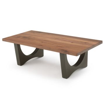 Modern Double Arch Natural Wood Coffee Table - Black Walnut - Flat Edge