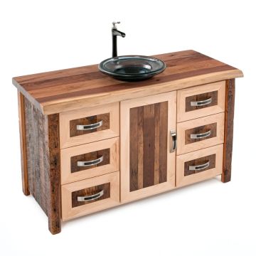 Modern Live Edge Walnut & Barnwood Vanity - 54" Sink Center