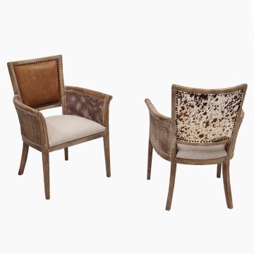 Modern Natural Upholstered Cowhide Dining Chairs