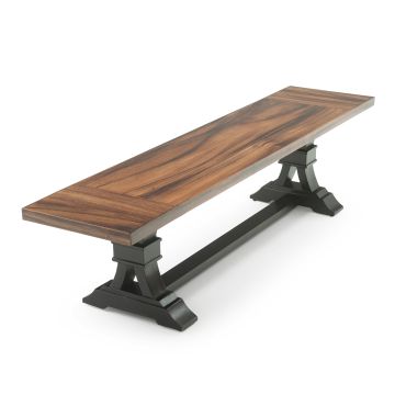 Modern Tuscan Ebony Mahogany & Golden Walnut Dining Bench