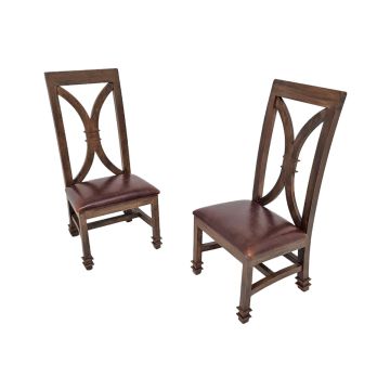 Modern Tuscan Dining Chair - Burnt Umber Cypress Leather Seat