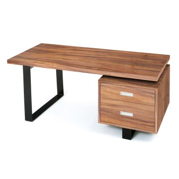 Contemporary Rustic Wood Desk - Golden Walnut