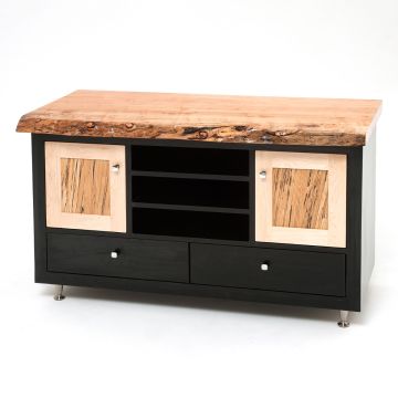 Mountain Modern Renaissance Entertainment Center - Live Edge Maple Top &  Ebony Drawers