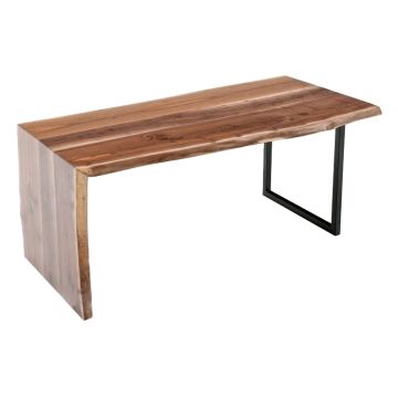 Organic Live Edge Slab Desk with Modern Base