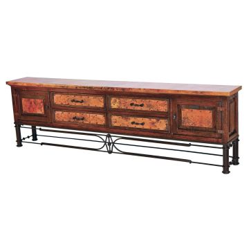 Copper Console with Forged Metal and Reclaimed Wood