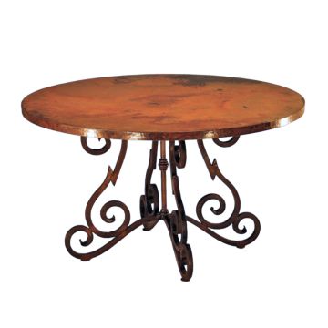 Quebrada Hammered Copper Round Dining Table - Heavy Design