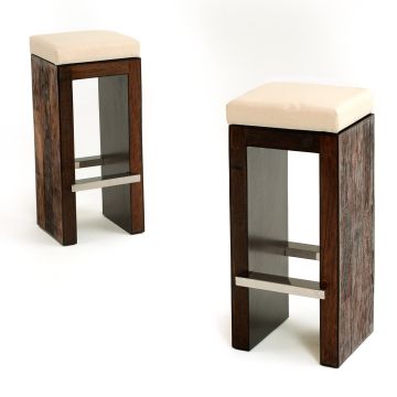 Urban Rustic Modern Bar Stool - Cushioned Seat