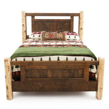 River Rustic Cedar Post Barnwood Panel Bed