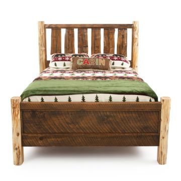 River Rustic Live Edge Slab Barnwood Bed