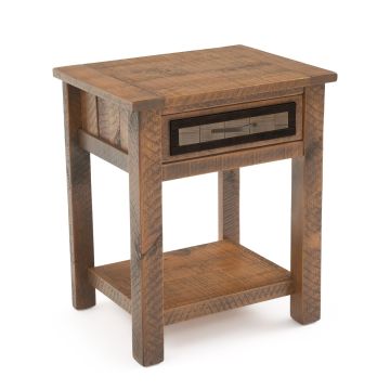 River Rustic Weathered 1 Drawer Barnwood Nightstand - Antique Barnwood Finish