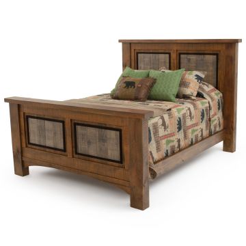 River Rustic Weathered Panel Barnwood Bed- Antique Barnwood Finish
