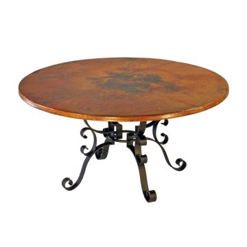 Roman Hammered Copper Round Dining Table - Standard Design