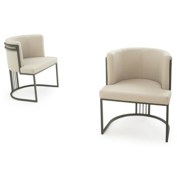 Roundabout Modern Upholstered Chair - Eggshell Vinyl