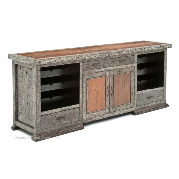 Reclaimed Wood Sideboard with Wine Racks